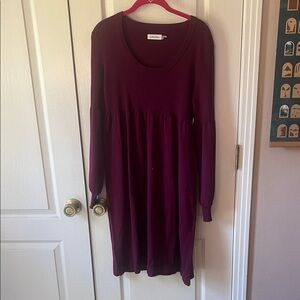 Calvin Klein Deep Burgundy Long Sleeve Dress